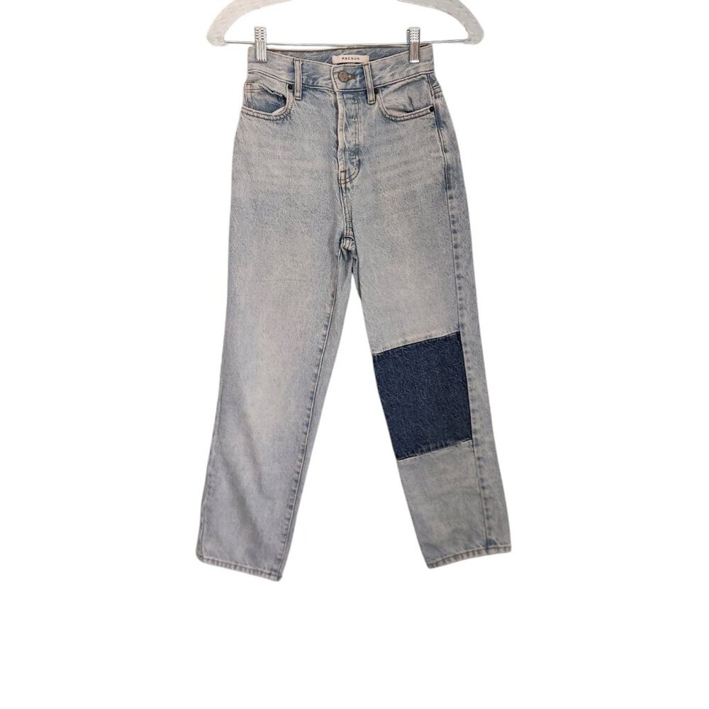 PacSun High Rise Straight Colorblock Jeans Denim Mom Jeans Womens Size 22 EUC